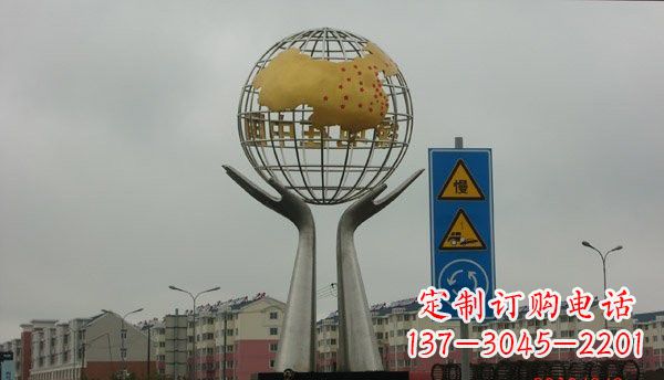 常州不锈钢城市景观中的地球雕塑