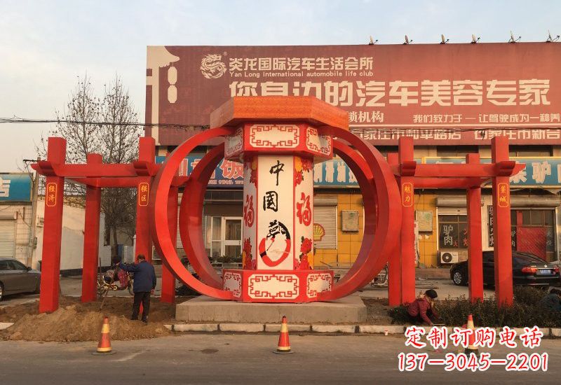 常州不锈钢灯笼雕塑——中国梦的象征
