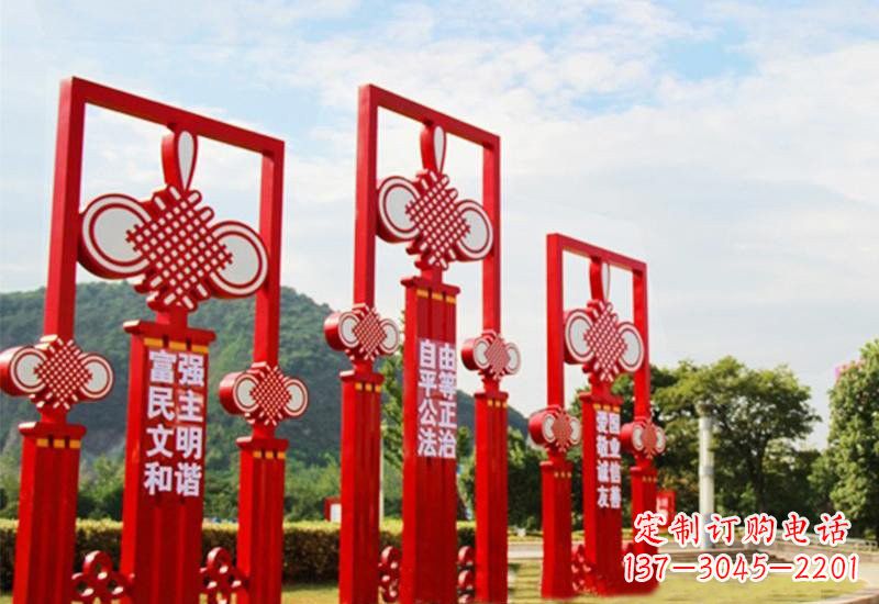 常州不锈钢城市中国结社会主义核心价值观雕塑