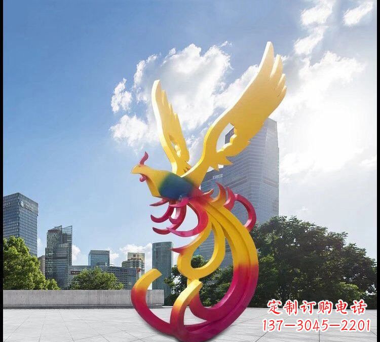常州绚丽多彩的不锈钢凤凰雕塑