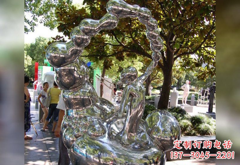 常州不锈钢抽象吹泡泡的儿童雕塑