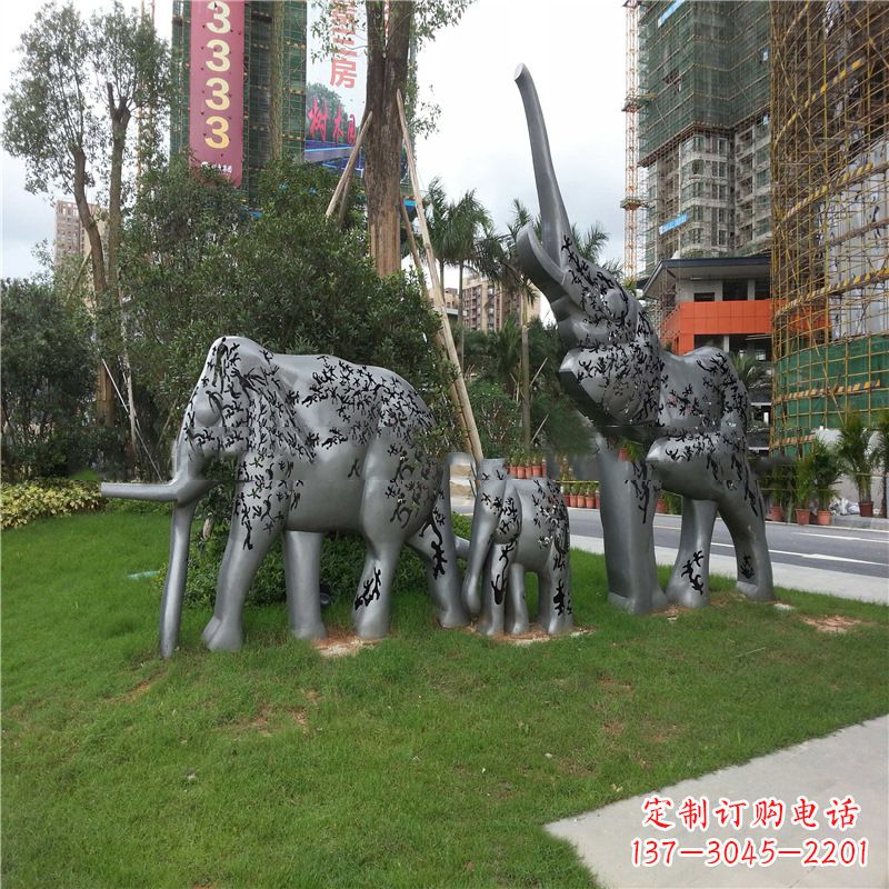 常州不锈钢大象雕塑小区园林的精美装饰