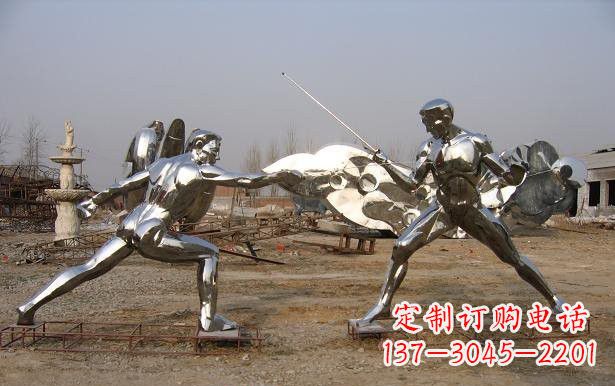 常州不锈钢抽象击剑运动员雕塑