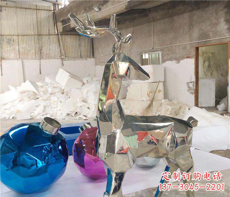 常州不锈钢梅花鹿雕塑