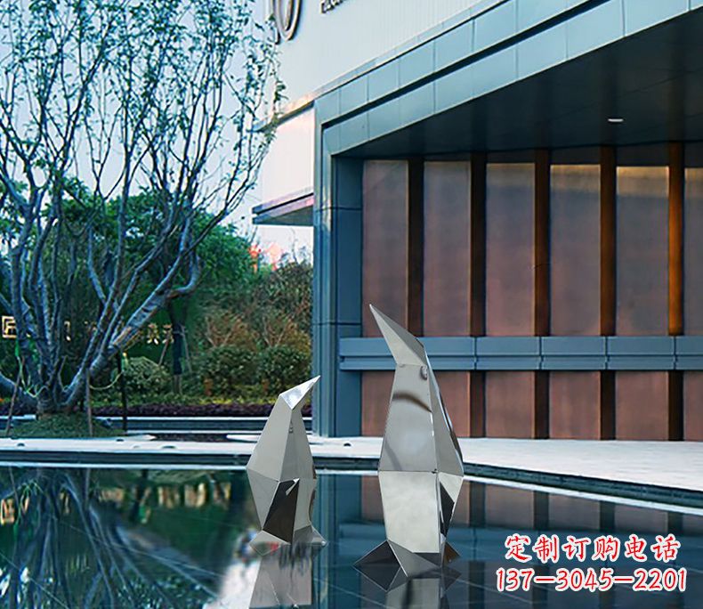 常州不锈钢企鹅雕塑一件来自大自然的艺术品