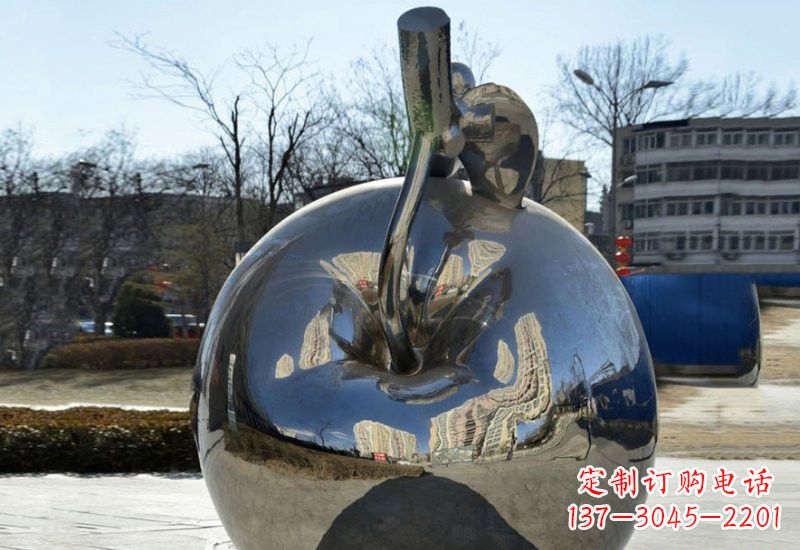 常州不锈钢抽象镜面苹果雕塑