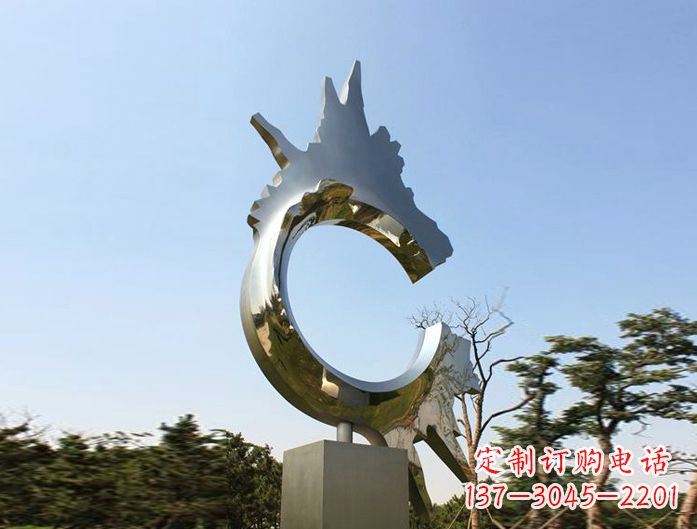 常州不锈钢抽象龙头雕塑