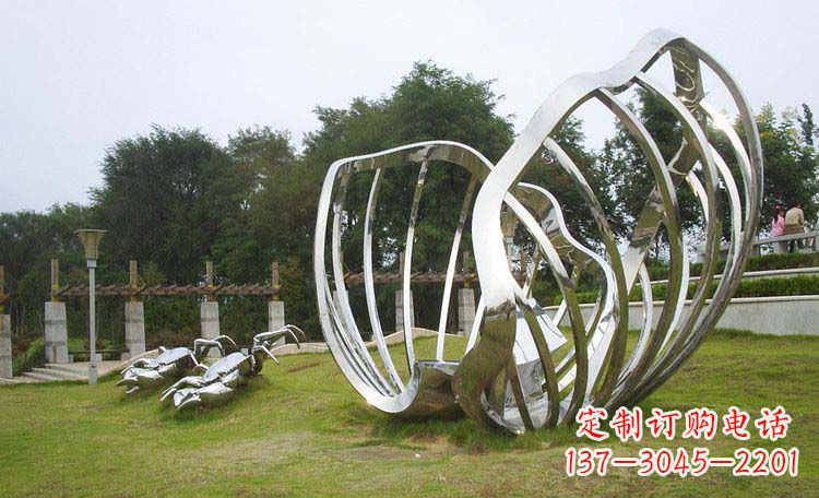 常州不锈钢抽象螃蟹贝壳雕塑