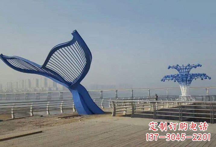 常州不锈钢抽象喷水鲸鱼雕塑