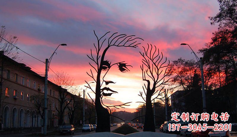 常州不锈钢抽象人头街边景观雕塑
