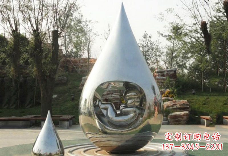 常州不锈钢水滴雕塑缔造生命之源