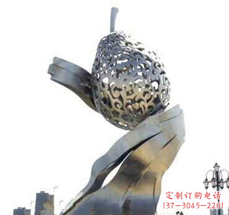 常州不锈钢抽象水果梨雕塑
