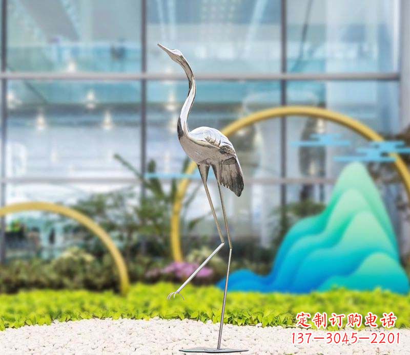 常州不锈钢仙鹤雕塑传承中国古典文化