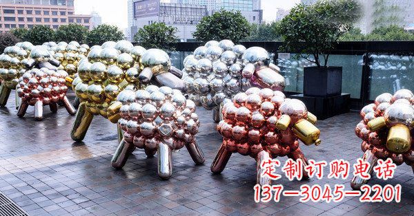 常州不锈钢动物雕塑——小羊肖恩动物广场