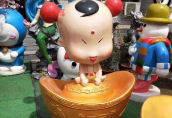 常州玻璃钢元宝娃娃雕塑招财进宝