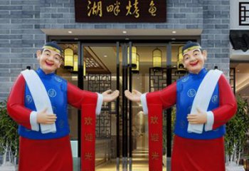 常州玻璃钢雕刻的店小二——热情迎宾的象征