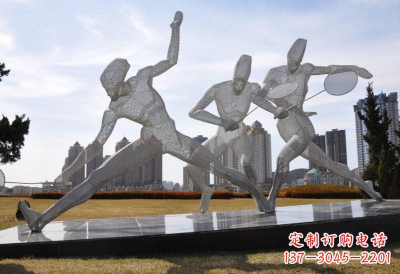 常州不锈钢抽象羽毛球人物雕塑