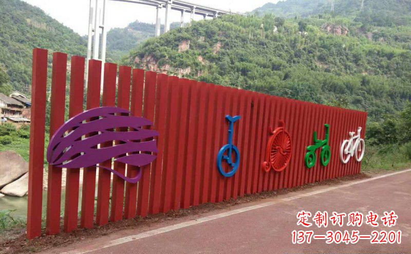 常州不锈钢自行车雕塑点缀公园景观