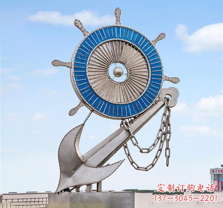常州不锈钢船舵雕塑2