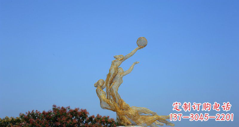 常州不锈钢打篮球的女孩公园景观雕塑