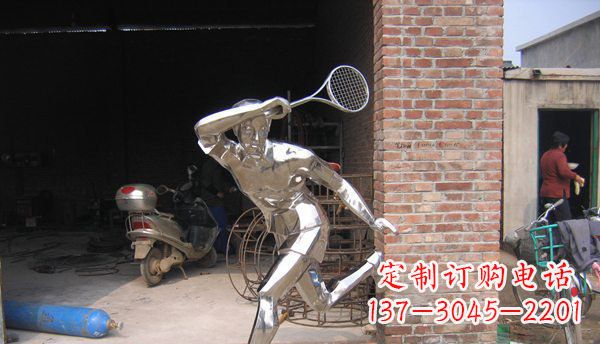 常州不锈钢打羽毛球雕塑 (2)