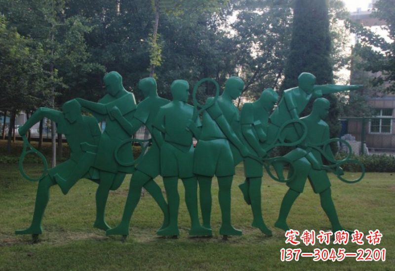 常州不锈钢打羽毛球人物雕塑