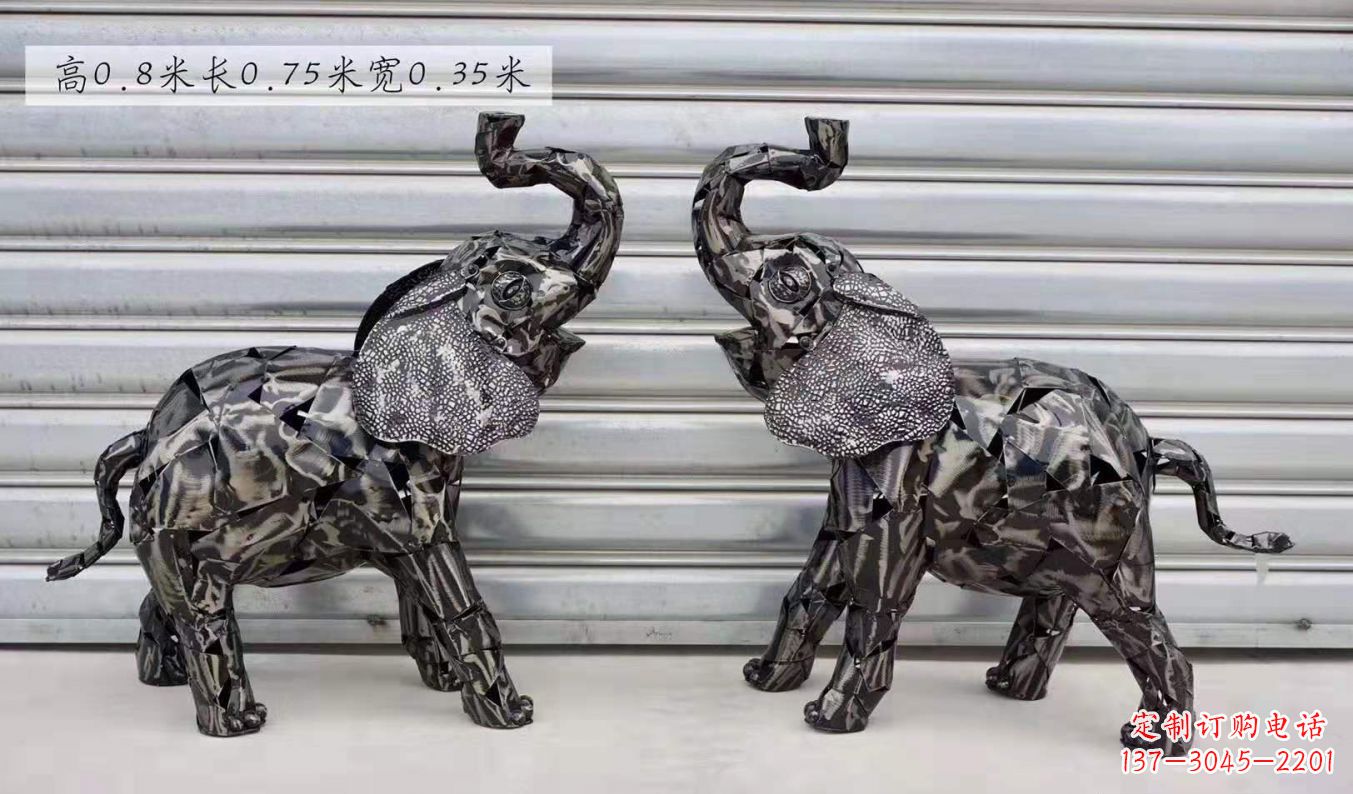 常州不锈钢大象雕塑精美的摆件装饰