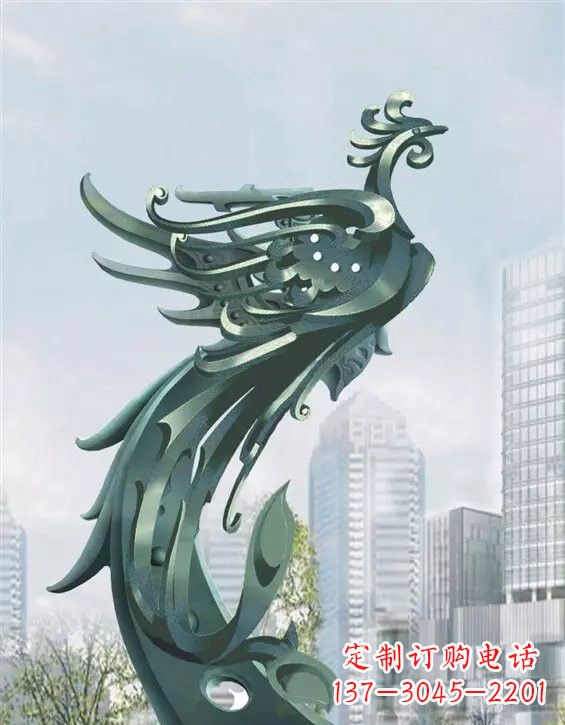 常州不锈钢大型凤凰雕塑美丽而神秘