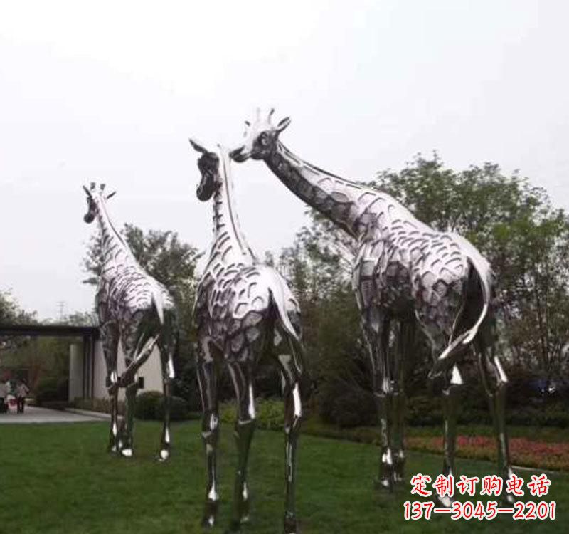 常州精美的不锈钢大型长颈鹿雕塑