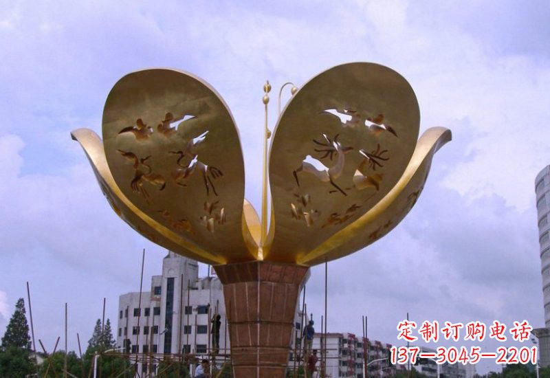 常州大型不锈钢紫荆花雕塑