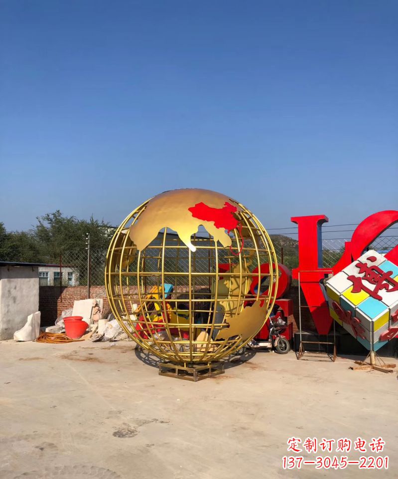 常州不锈钢地球仪雕塑点缀校园景观