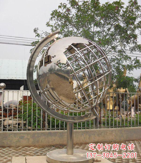 常州不锈钢地球仪校园雕塑_1
