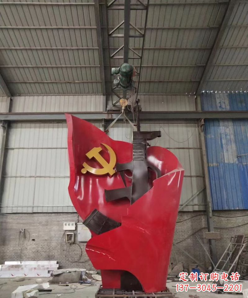 常州不锈钢的党旗步枪雕塑
