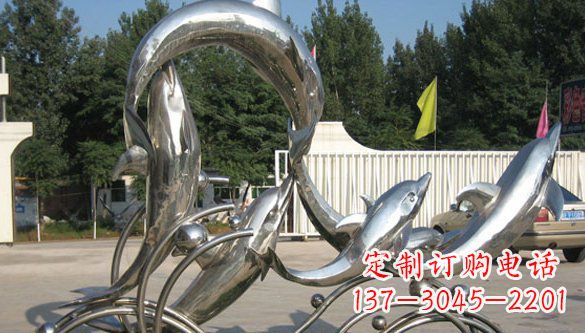 常州不锈钢动物海豚雕塑 (2)