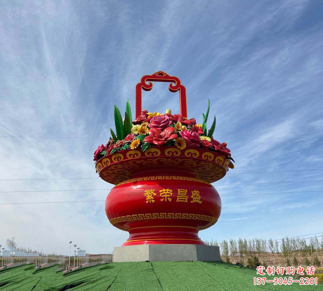 常州不锈钢繁荣昌盛花篮雕塑