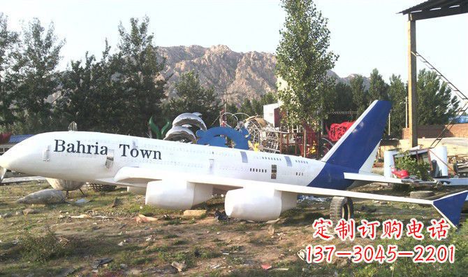 常州静静躺在大地上的不锈钢飞机雕塑