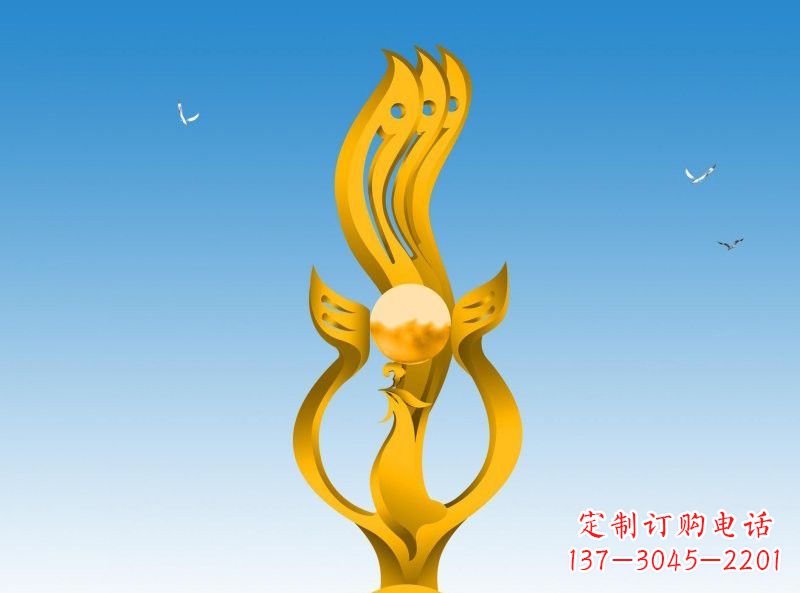 常州不锈钢凤凰雕塑灿烂外形,精美艺术