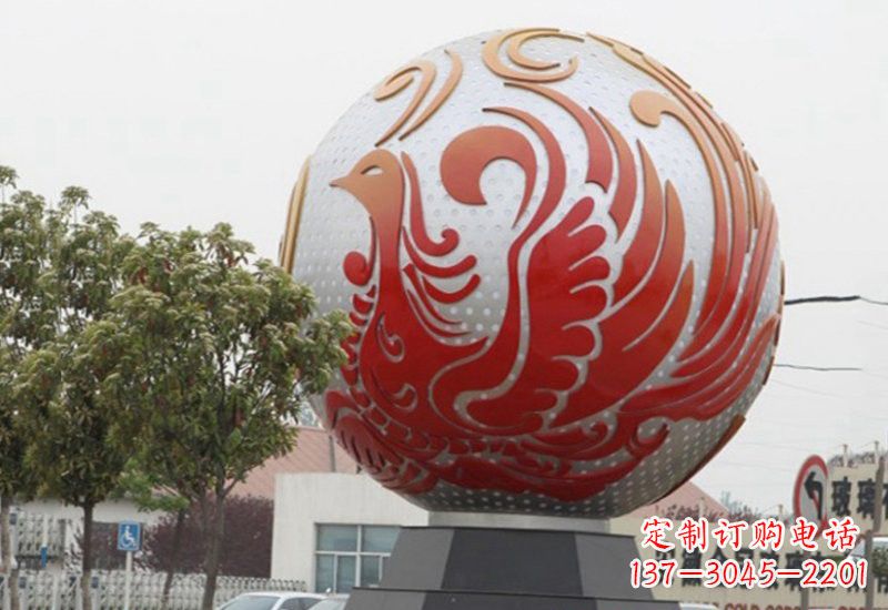 常州不锈钢凤凰浮雕圆球雕塑精美雕塑把艺术带到生活中