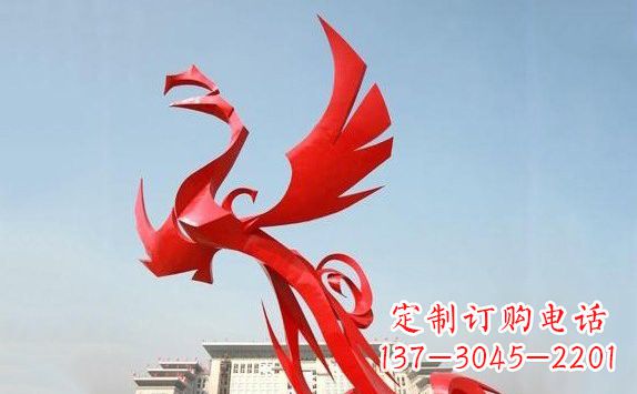 常州不锈钢凤凰展翅雕塑精致的艺术品