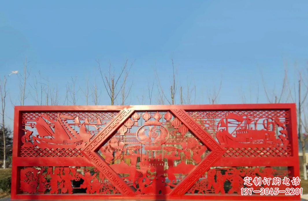 常州不锈钢福字剪纸广场景观雕塑