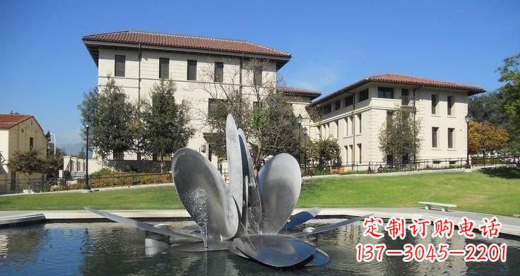 常州不锈钢公园抽象花朵喷泉雕塑