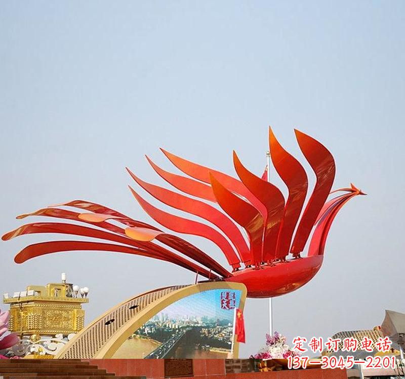 常州不锈钢凤凰雕塑——美丽的象征