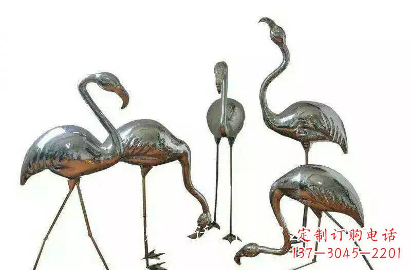 常州不锈钢公园动物火烈鸟雕塑