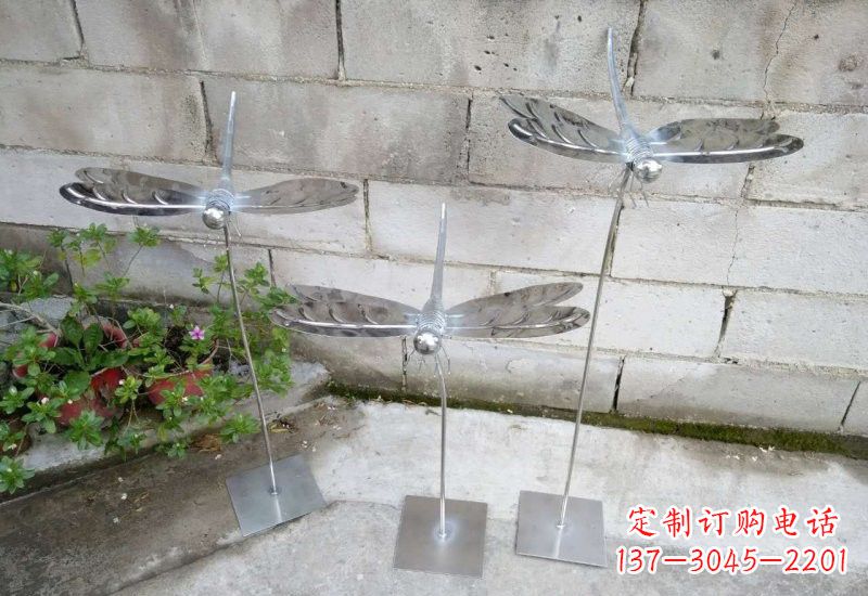 常州不锈钢公园动物镜面蜻蜓雕塑