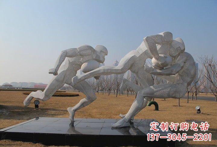 常州不锈钢橄榄球雕塑传承运动精神