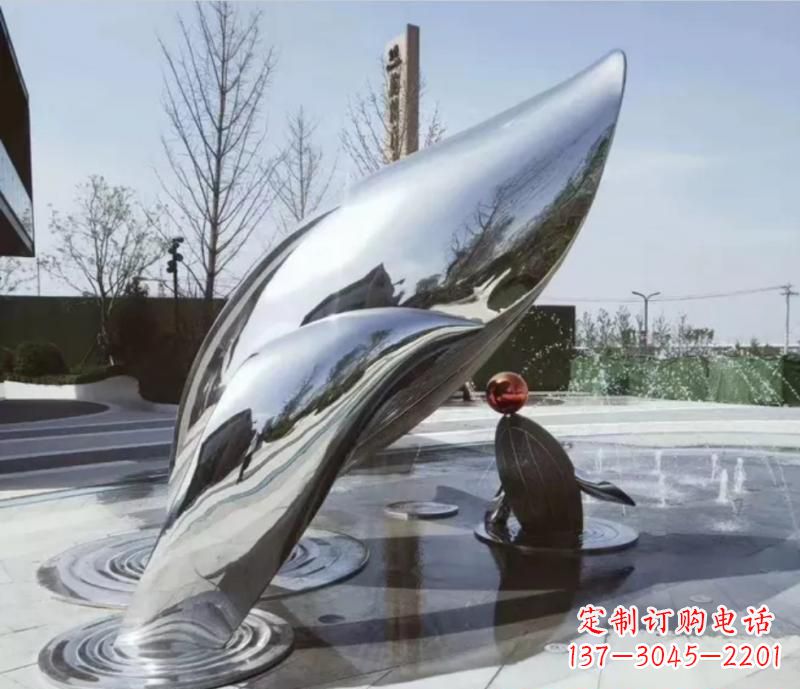 常州精美不锈钢海豚雕塑