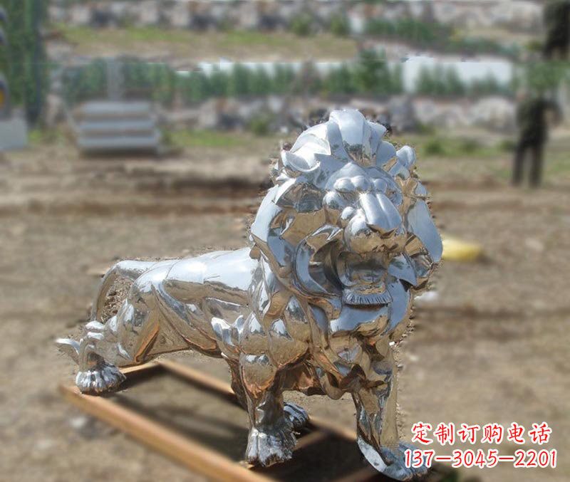 常州不锈钢公园镜面狮子雕塑