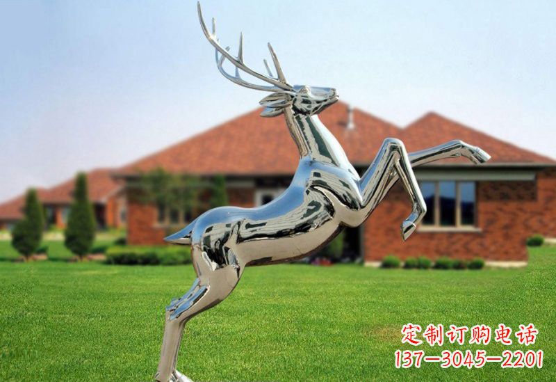常州不锈钢公园镜面梅花鹿雕塑