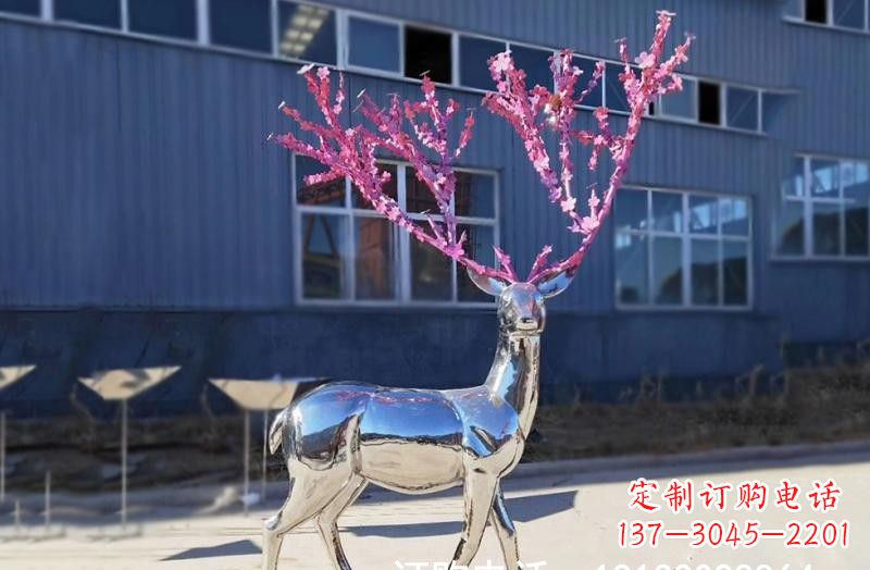 常州不锈钢公园镜面树枝梅花鹿