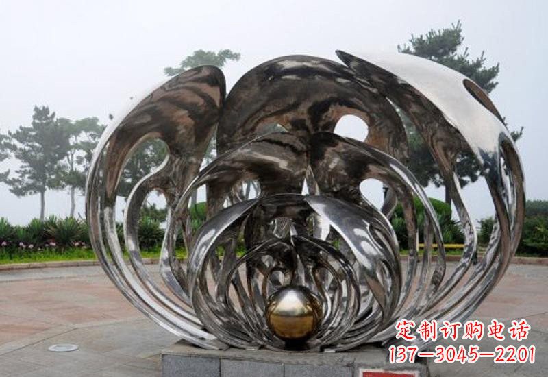 常州不锈钢公园镜面珍珠贝壳雕塑